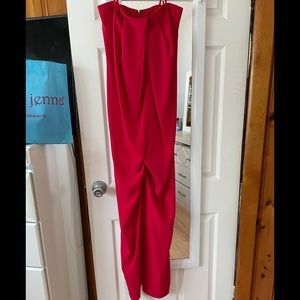 Red strapless jumpsuit